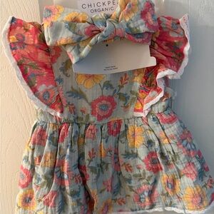 Girls Floral Ruffle Dress with Headband - Pink, Yellow, Blue, Green
